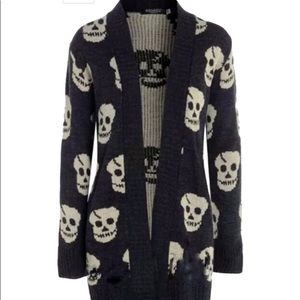 Sugar skull thick sweater cardigan size XL